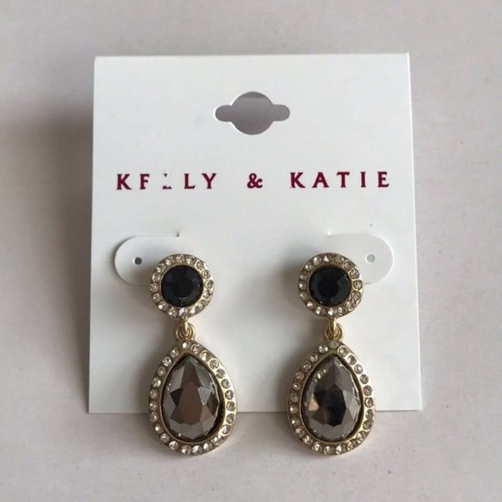 Kelly & Katie Teardrop Dangle Earrings Gray Gold